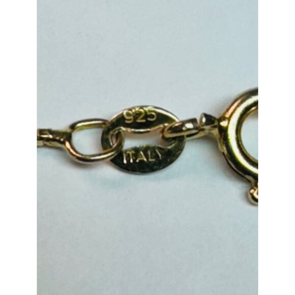 Elegant Estate Sterling Silver 925 GoldPlated Rhinestone Circle Pendant Necklace - Picture 11 of 16